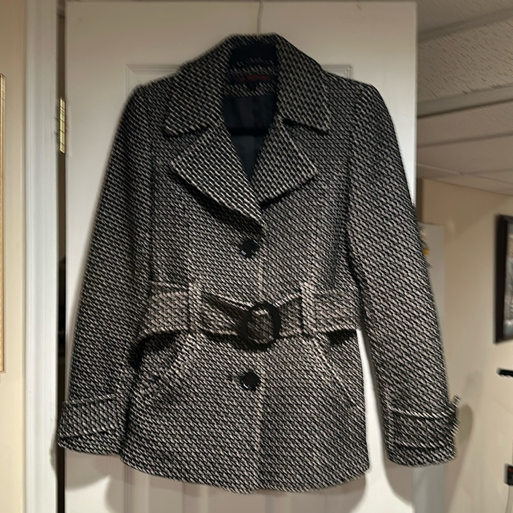 Vintage Via Spiga fashion blazer/jacket size 6 black / cream weave